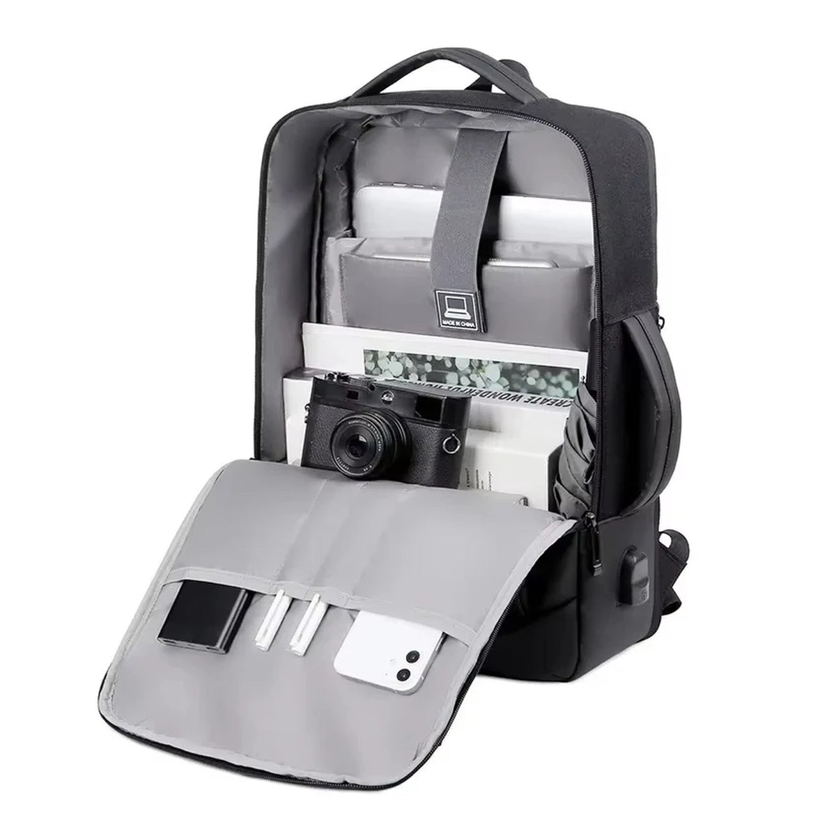 Mochila de negocios expansible con compartimento acolchado interior