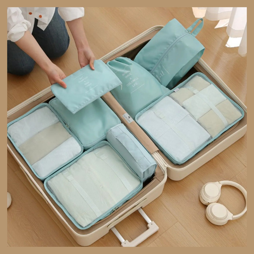 Set de 6 organizadores de maleta con tapa de malla