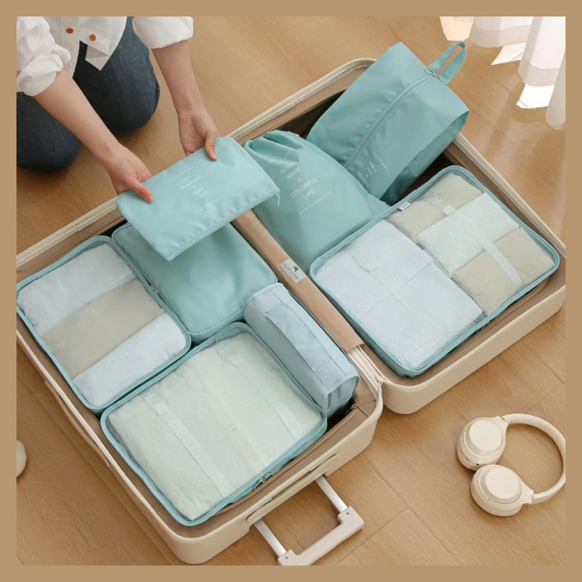 Set de 6 organizadores de maleta con tapa de malla