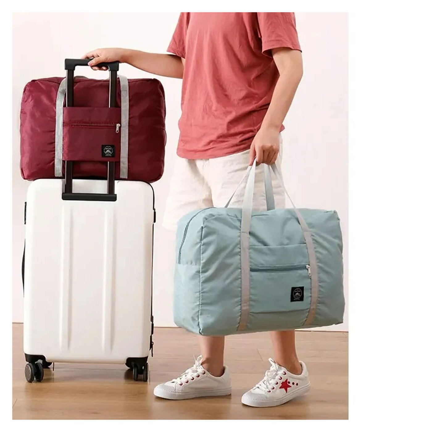 Bolsa de viaje plegable de 16 L con pasador para trolley