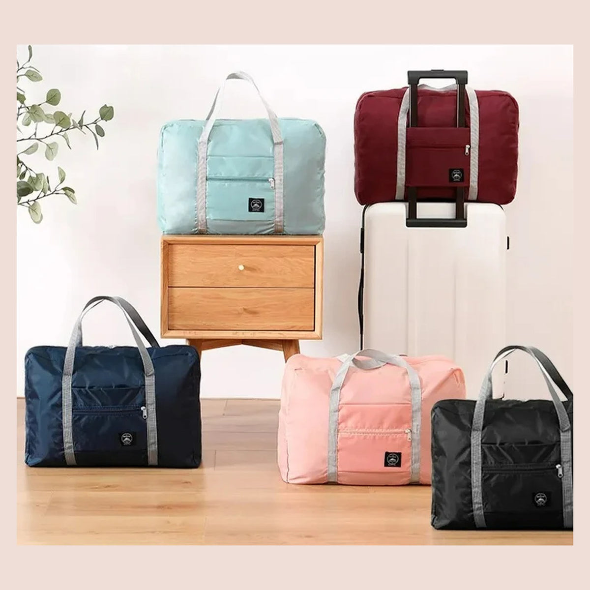 Bolsa de viaje plegable de 16 L con pasador para trolley