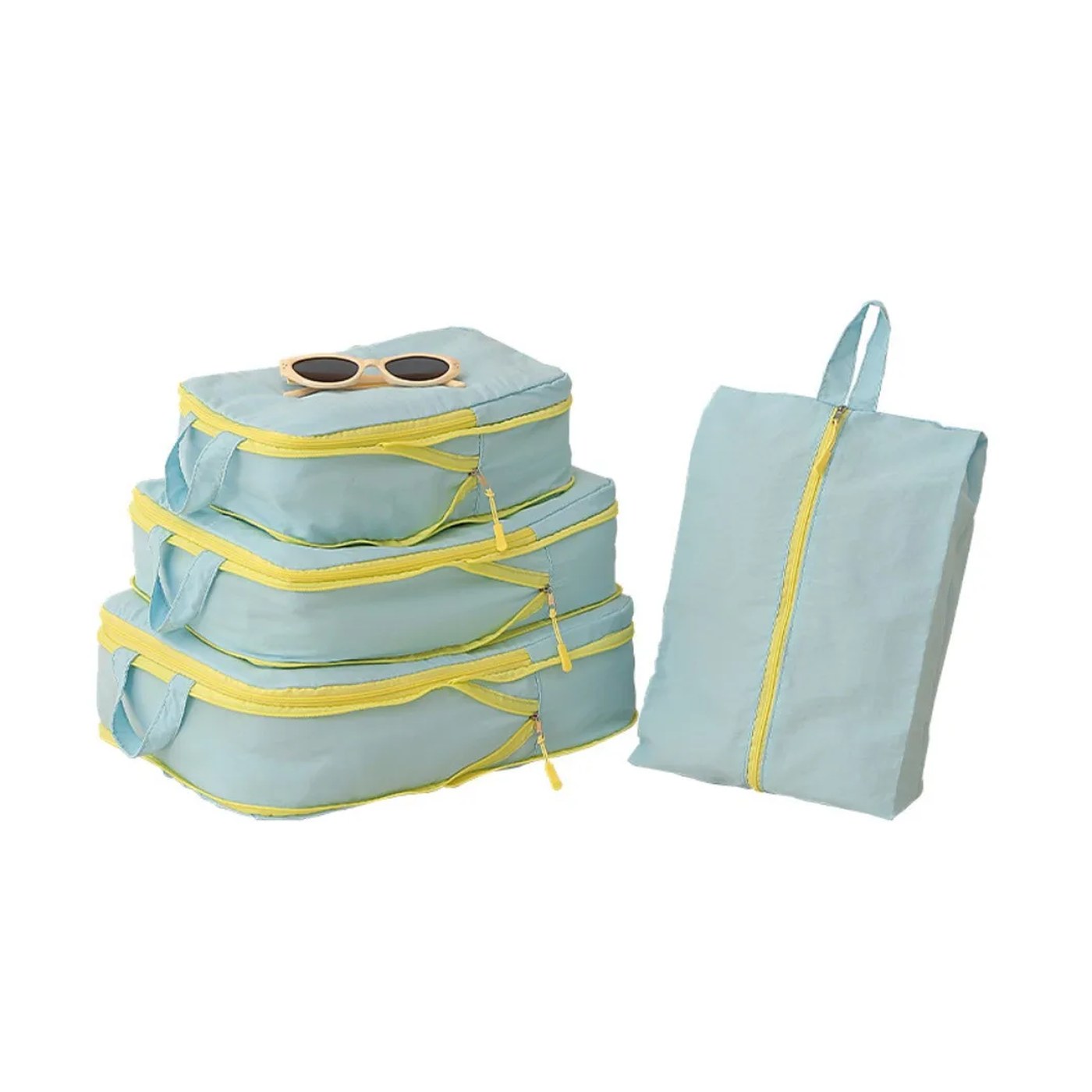 Set de 4 organizadores de maleta con compresión y bolsa de calzado