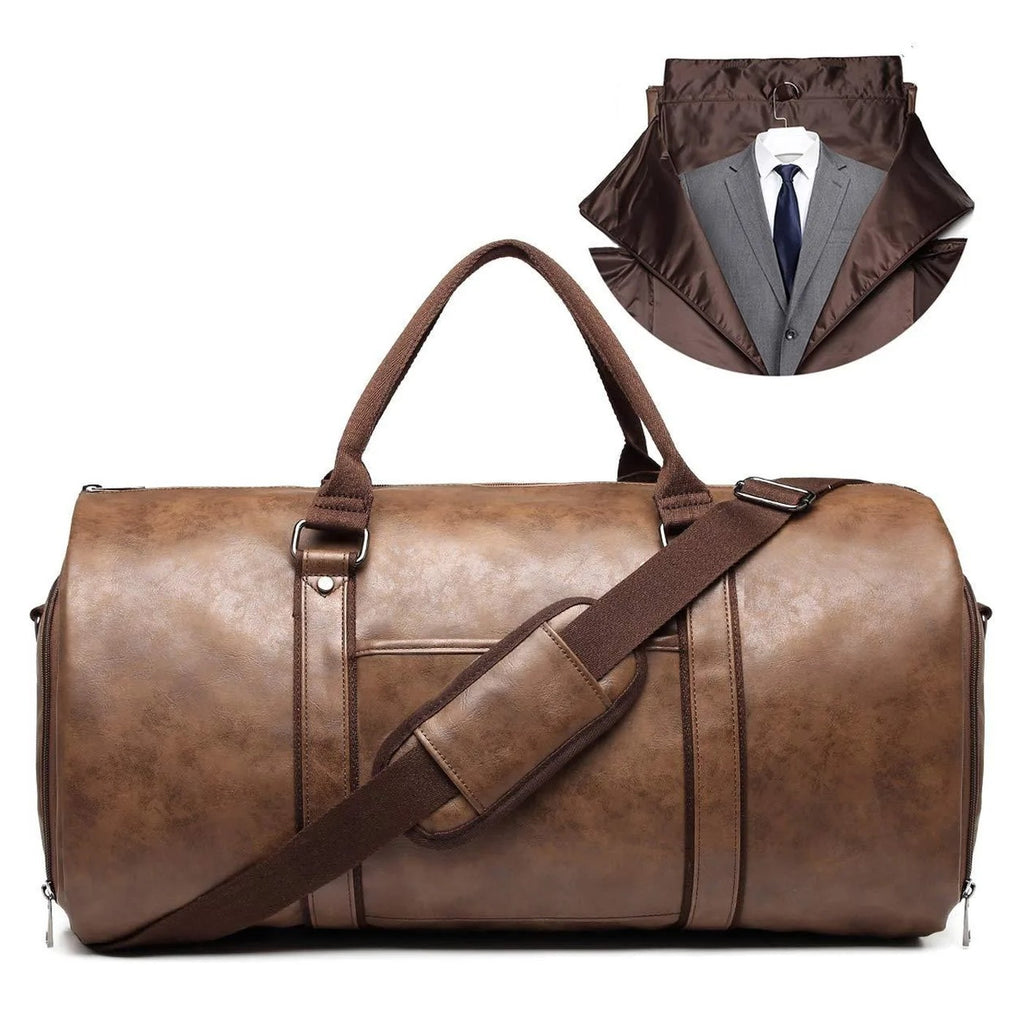 Bolsa de viaje de piel sintética con porta-trajes integrado