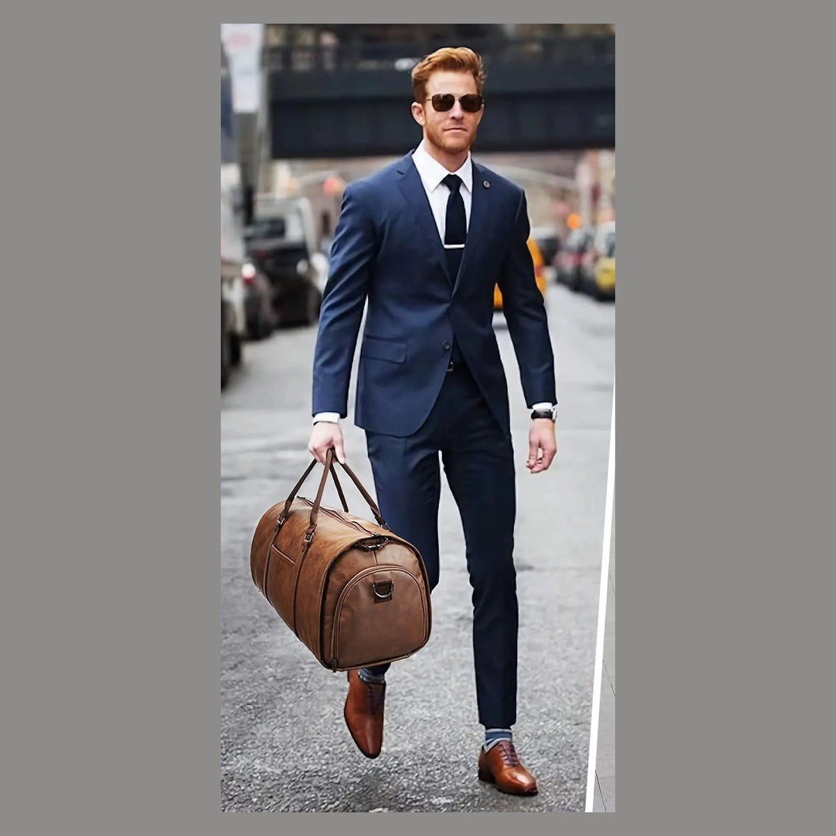 Bolsa de viaje de piel sintética con porta-trajes integrado