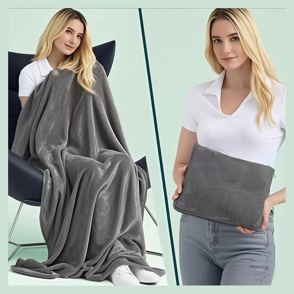 Manta de viaje 2 en 1 con funda que hace de almohada