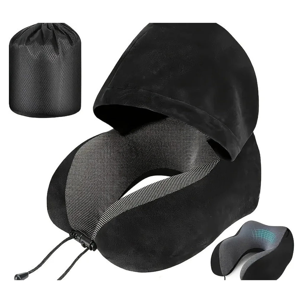 Almohada de viaje en U con capucha