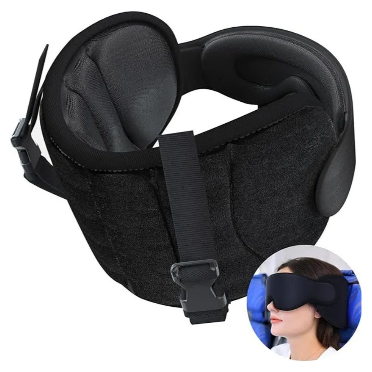 Almohada de viaje 2 en 1 con antifaz integrado