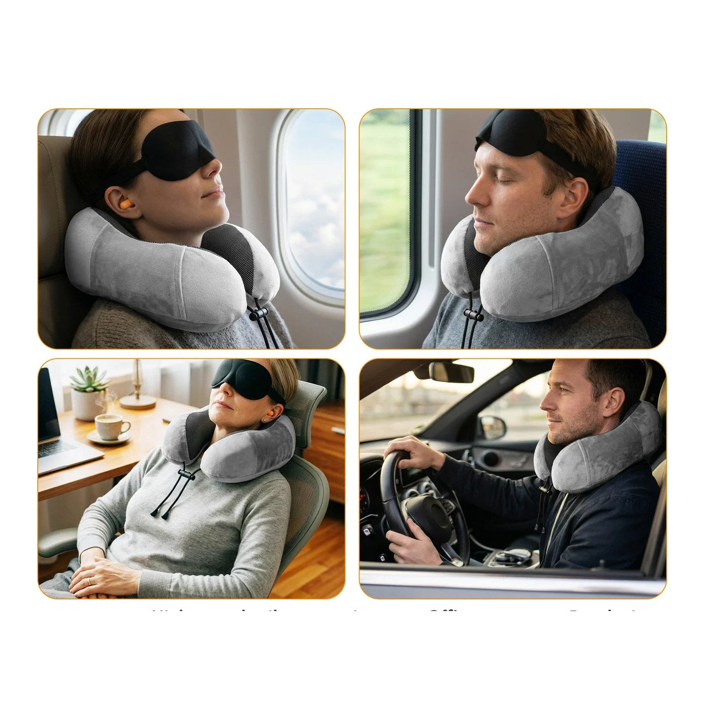 Set de almohada cervical, antifaz y tapones para los oídos
