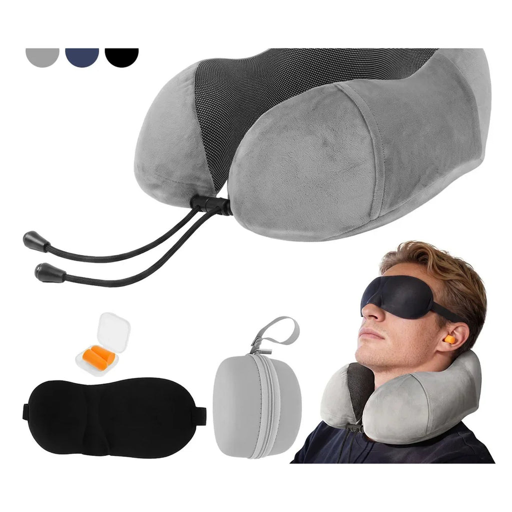 Set de almohada cervical, antifaz y tapones para los oídos
