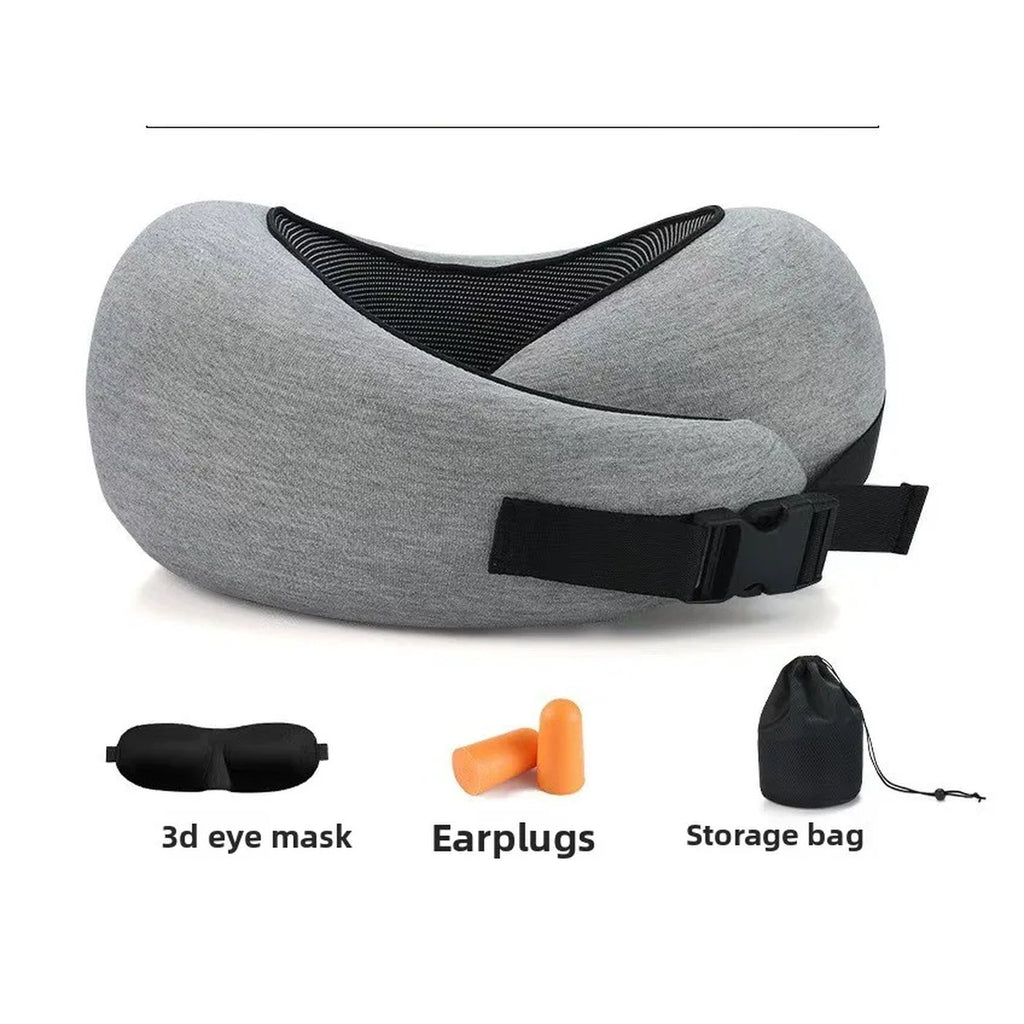 Almohada cervical enrollable con antifaz y tapones